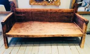 18th Century French Primitive Elm Bench 